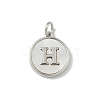 Brass Pave Natural Shell Flat Round with Letter Charms KK-Z115-13P-H-1
