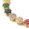 Rack Plating Brass Pave Cubic Zirconia Flower Link Chain Bracelets for Women BJEW-A018-03G-02-2
