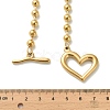 304 Stainless Steel OT Heart Pendant Ball Chain Necklaces for Women NJEW-C088-05G-3