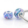 Handmade Lampwork European Large Hole Rondelle Beads X-LPDL-M007-02-1