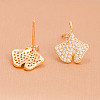 Brass Micro Pave Clear Cubic Zirconia Stud Earrings WGF80BB-01-4