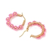 PVD Vacuum Plating 304 Stainless Steel Flower Hoop Earrings EJEW-U017-01G-01-2