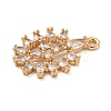 Brass Micro Pave Clear Cubic Zirconia Pendants ZIRC-U003-01G-09-2