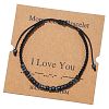 I Love You Synthetic Non-magnetic Hematite & Wood Beads Morse Code Bracelets WGB6EC0-10-1