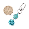 Synthetic Turquoise Beaded Round & Sea Turtle Pendant Decorations HJEW-JM03101-02-3