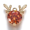 Golden Plated Brass Micro Pave Cubic Zirconia Charms ZIRC-H105-02-1
