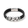 304 Stainless Steel Beaded Link Bracelet with Magnetic Clasp for Men Women BJEW-C021-22-P-2