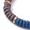 Dyed Natural Lava Rock Disc Beaded Stretch Bracelet BJEW-TA00338-2