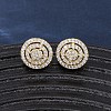 Brass Micro Pave Clear Cubic Zirconia Flat Round Stud Earrings EJEW-H165-05G-1