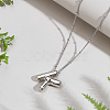 1pc Brass Chain with Alloy Letter Pendants Necklaces NJEW-LP0001-41K-P-3