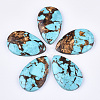Assembled Natural Bronzite and Synthetic Turquoise Pendants G-S329-076-1