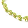 Glass Seed Beaded Flower Necklace with Alloy Enamel Bee Charm NJEW-JN03817-02-4