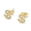 Brass & Crystal Rhinestone Stud Earrings for Women EJEW-G464-04G-01-4