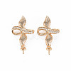 Brass Micro Pave Clear Cubic Zirconia Peg Bails Pendants KK-S364-018-1