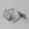 304 Stainless Steel Textured Geometry Stud Earrings Findings with Hole STAS-WH0027-54G-3