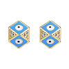 Brass Micro Pave Clear Cubic Zirconia Octagon European Bead with Enamel KK-N227-91B-2