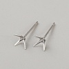 Rhomdium Plated 925 Sterling Silver Stud Earring Findings LS-STER-WH0009-15C-P-1