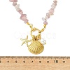 Ocean 304 Stainless Steel Shell Shape Starfish & Shell Pearl Pendant Necklaces NJEW-JN06023-4