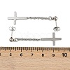 Christian Upside Down Cross 201 Stainless Steel Dangle Stud Earrings EJEW-P314-01B-P-5
