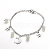 Moon & Star Stainless Steel Gemstone Charm Bracelets BJEW-JB01935-2