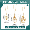 3Pcs Brass Cable Chains Macrame Pouch Necklaces NJEW-WR00006-2