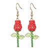 Stainless Steel Glass Flower Dangle Earrings EJEW-MZ00574-03-2