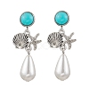 ABS Plastic Imitation Pearl & Alloy Dangle Stud Earrings EJEW-JE06300-01-2