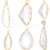 10Pcs 5 Styles Brass Glass Pendants KK-CN0002-70-1