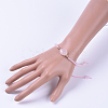 Adjustable Natural Rose Quartz Braided Bead Bracelets BJEW-JB04559-04-4