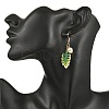304 Stainless Steel Glass Seed Beads Leaf Dangle Earrings EJEW-MZ00558-2