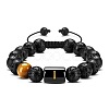 Natural Tiger Eye & Lava Rock Round Beads Adjustable  Bracelets TV6214-9-1