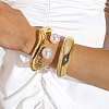 Oval Alloy & Iron & CCB Plastic & Plastic Pearl Bangles Set FS-WGB93A7-19-1