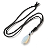 Cone Natural & Synthetic Mixed Gemstone Pendant Necklace with Nylon Rope for Women G-H286-08-4