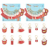 12Pcs 6 Style Alloy Enamel Fortune Cat Charm Locking Stitch Markers HJEW-PH01640-1