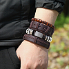 1Pc Cowhide & Imitation Leather Cord Knitted Multi-strand Bracelets AJEW-GF0011-50F-6