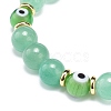 Natural Green Aventurine & Lampwork Evil Eye Round Beaded Stretch Bracelet BJEW-JB08713-07-5