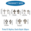 100Pcs 5 Style Zinc Alloy Cabochons MRMJ-CP0001-20-2