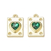 Rack Plating Alloy Glass Pendants PALLOY-P291-06G-01-2
