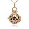 Golden Tone Brass Hollow Round Cage Pendants KK-J216-14G-1
