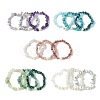 3Pcs 3 Styles Natural & Synthetic Mixed Gemstone Chip & Natural Cultured Freshwater Pearl Beaded Stretch Bracelets Set for Women BJEW-JB13762-3