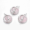Natural Rose Quartz Kitten Pendants G-J386-B09-1
