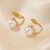 Simple and Elegant Vintage Brass Imitation Pearl Round Clip-on Earrings UF6874-1