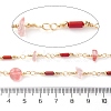 Handmade Brass & Synthetic Cherry Quartz Glass & Glass Tube Beaded Chain for Necklaces Bracelets Making CHC-F019-03G-2