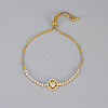 Brass Micro Pave Clear Cubic Zirconia Box Chain Slider Bracelets WG19F23-01-1
