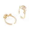 Brass Micro Pave Clear Cubic Zirconia Cuff Rings RJEW-F102-05G-2