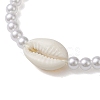Adjustable ABS Plastic Imitation Pearl & Acrylic Shell Shape Braided Bead Bracelets BJEW-JB10104-04-3