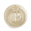 Golden Tone Crown Initial Wax Seal Brass Stamp Heads AJEW-A065-01P-1