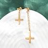 Christian Upside Down Cross 201 Stainless Steel Dangle Stud Earrings LS-EJEW-P314-01C-G-1