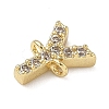 Brass Micro Pave Clear Cubic Zirconia Letter Links Connector Charms KK-I382-07G-Y-2