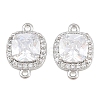 Brass Micro Pave Clear Cubic Zirconia Connector Charms CU-CBA7BFE-01A-P-1
